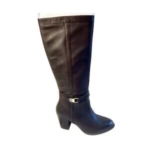 Giani Bernini Leather Boots Womens 9.5 Brown Dress Boots Heeled Memory Foam Zip